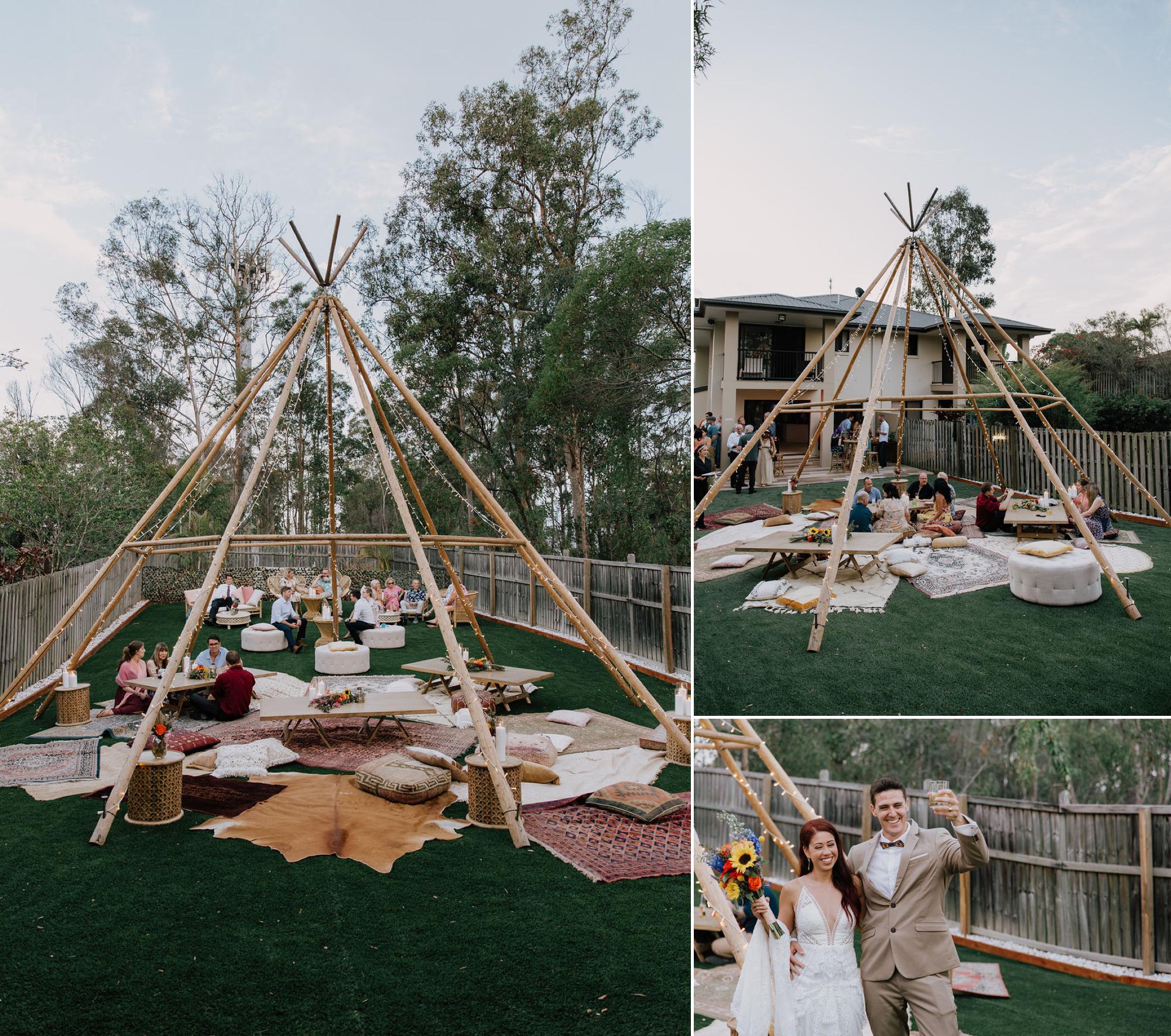 Backyard Tipi Wedding boho furnishings